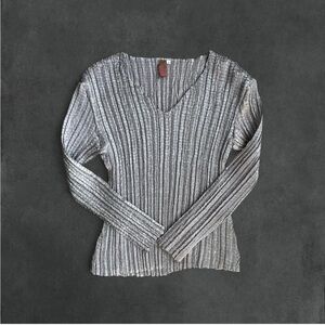 Pretty Angel Silver Ribbed Long Sleeve Top